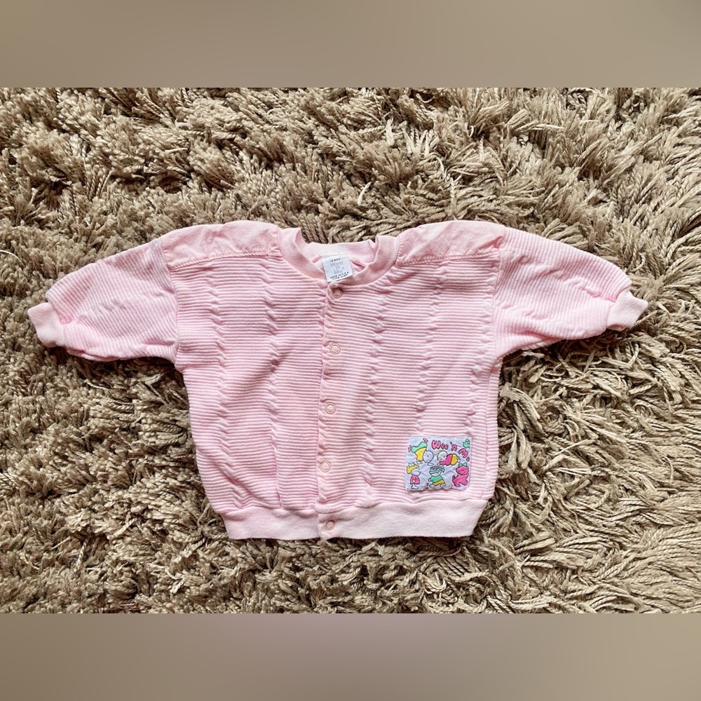 Vintage Wee ‘n Me pink button up cardigan 12 Months